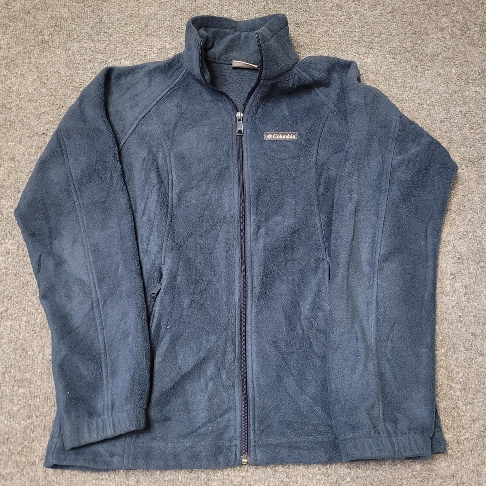 Columbia Fleece Jacket Womens S Navy Blue Full Zip Mock Neck Outdoor Classic